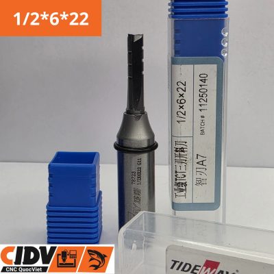 Mũi Phay CNC Tideway 3 Me Thẳng 6x22mm (Cốt 12)